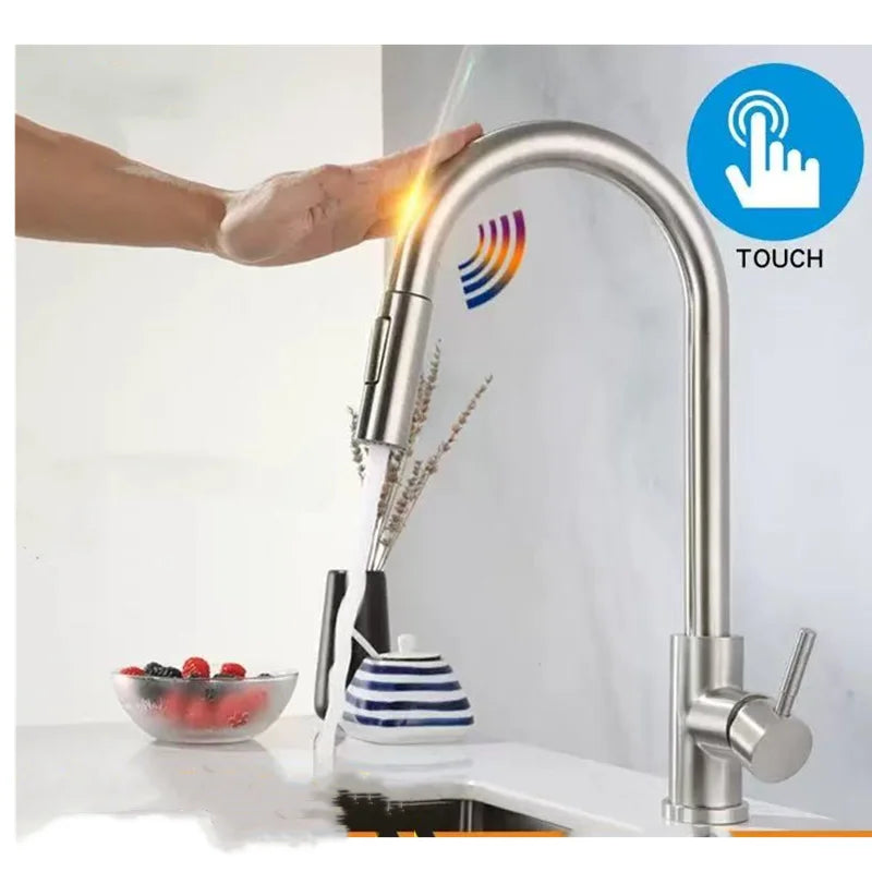 Touch Kitchen Faucet Pull Out  Brushed