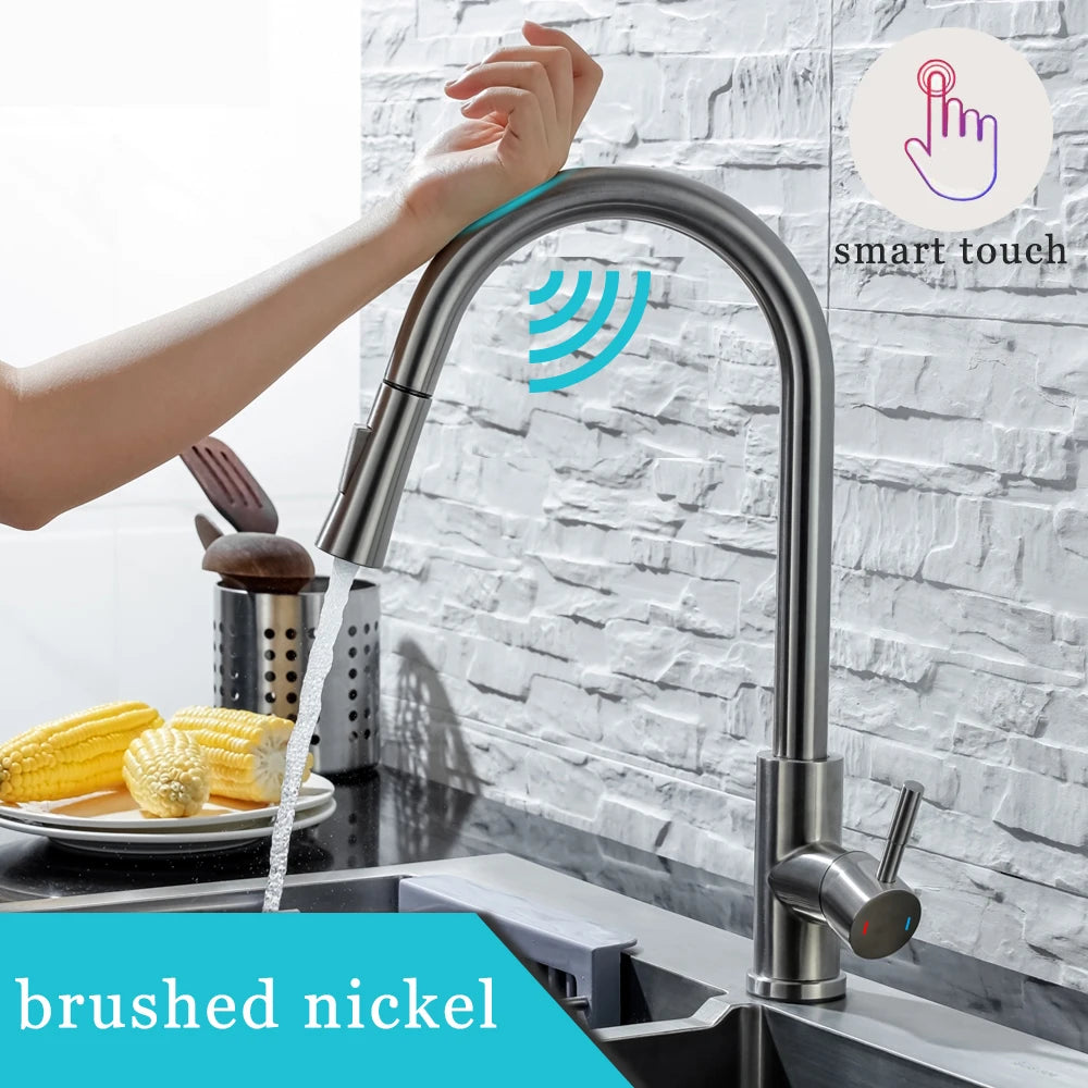 Touch Kitchen Faucet Pull Out  Brushed